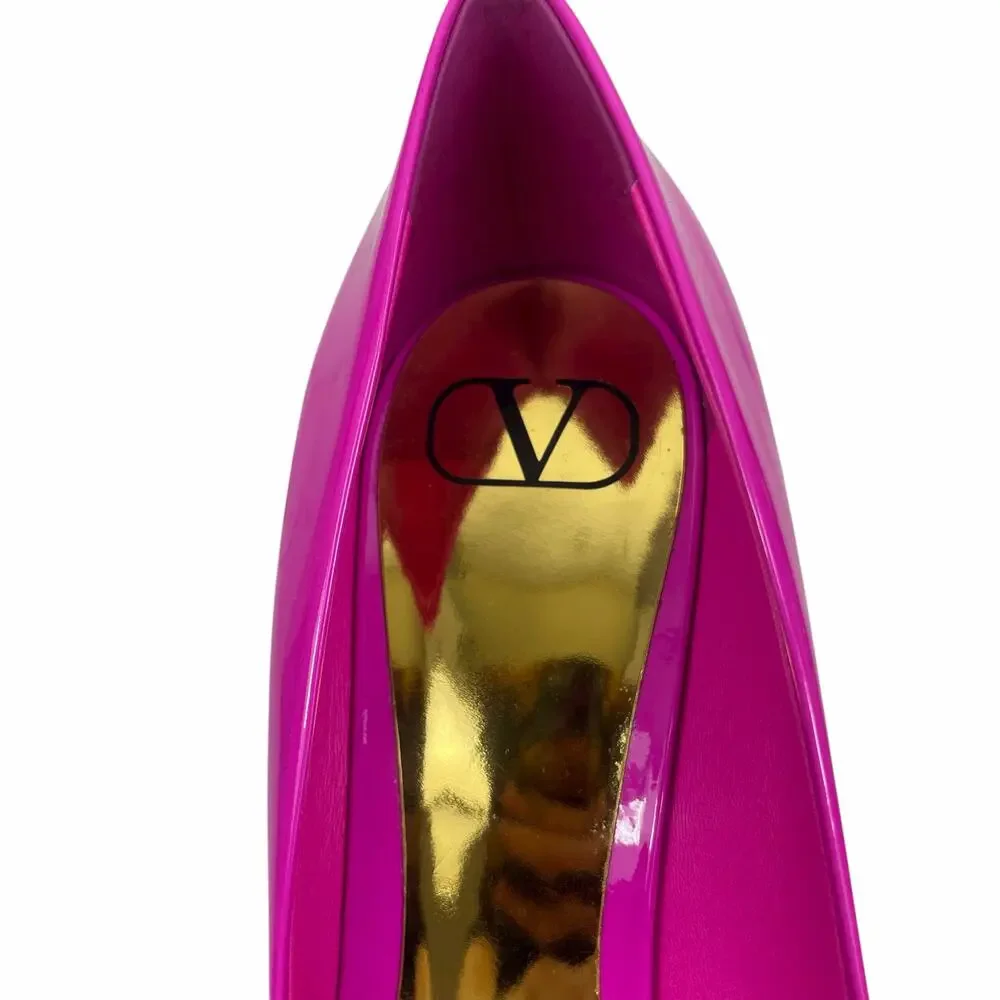 Valentino Garavani One Stud Patent Leather Pump Hot Pink Size 41